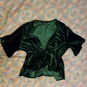 Green velvet crop top